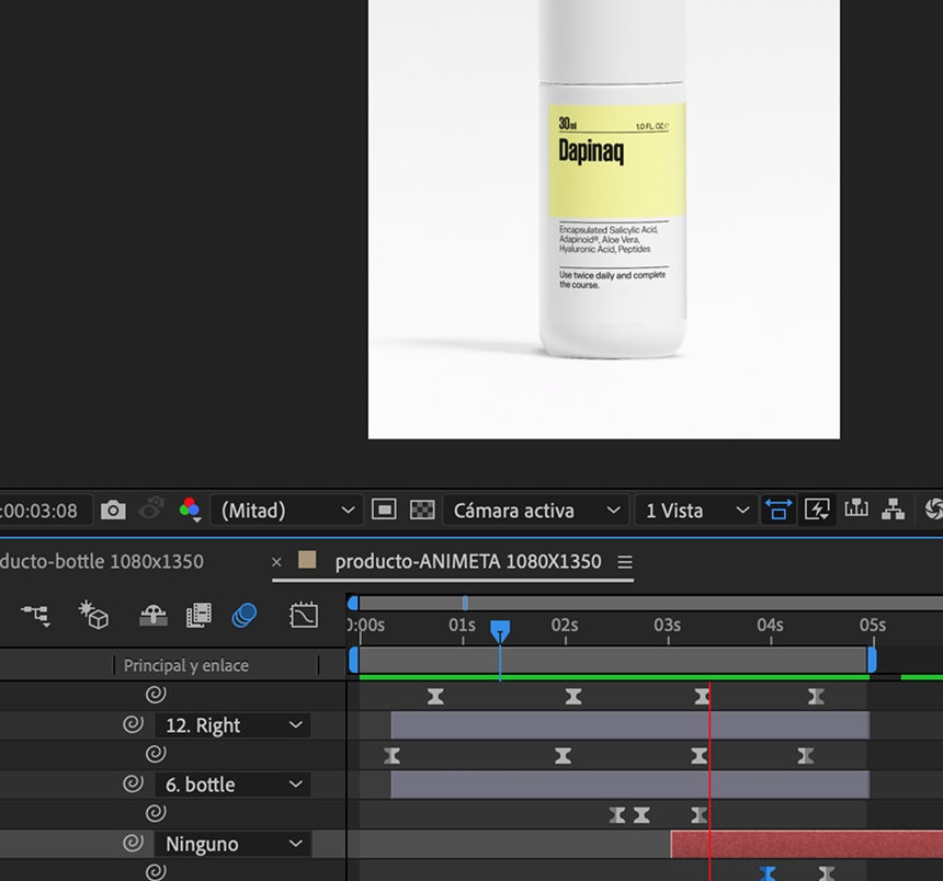 After Effects animation — product bottle motion